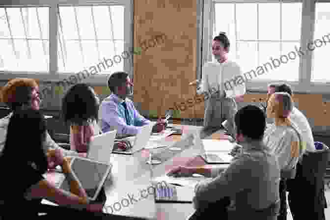 A Woman Standing In Front Of A Group, Leading A Discussion Through Her Eyes Behind Her Smile